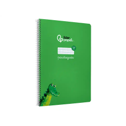 Cuaderno espiral liderpapel a4 pautaguia tapa blanda 80h 75gr cuadro pautado 2,5mm color verde