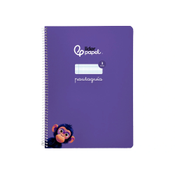 Cuaderno espiral liderpapel a4 pautaguia tapa blanda 80h 75gr cuadro pautado 3mm color lila