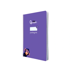Cuaderno espiral liderpapel a4 pautaguia tapa blanda 80h 75gr cuadro pautado 3mm color lila
