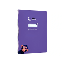 Cuaderno espiral liderpapel a4 pautaguia tapa blanda 80h 75gr cuadro pautado 3mm color lila
