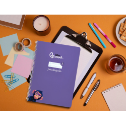 Cuaderno espiral liderpapel a4 pautaguia tapa blanda 80h 75gr cuadro pautado 3mm color lila