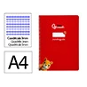 Cuaderno espiral liderpapel a4 pautaguia tapa blanda 80h 75gr cuadro pautado 3mm color rojo