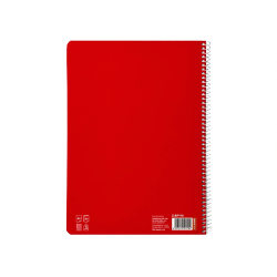 Cuaderno espiral liderpapel a4 pautaguia tapa blanda 80h 75gr cuadro pautado 3mm color rojo