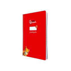 Cuaderno espiral liderpapel a4 pautaguia tapa blanda 80h 75gr cuadro pautado 3mm color rojo