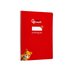 Cuaderno espiral liderpapel a4 pautaguia tapa blanda 80h 75gr cuadro pautado 3mm color rojo