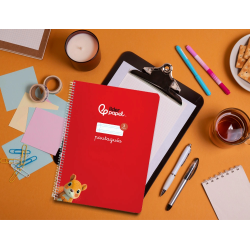 Cuaderno espiral liderpapel a4 pautaguia tapa blanda 80h 75gr cuadro pautado 3mm color rojo