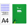 Cuaderno espiral liderpapel a4 pautaguia tapa blanda 80h 75gr cuadro pautado 3mm color verde