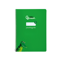 Cuaderno espiral liderpapel a4 pautaguia tapa blanda 80h 75gr cuadro pautado 3mm color verde