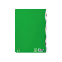 Cuaderno espiral liderpapel a4 pautaguia tapa blanda 80h 75gr cuadro pautado 3mm color verde