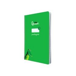 Cuaderno espiral liderpapel a4 pautaguia tapa blanda 80h 75gr cuadro pautado 3mm color verde