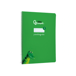 Cuaderno espiral liderpapel a4 pautaguia tapa blanda 80h 75gr cuadro pautado 3mm color verde