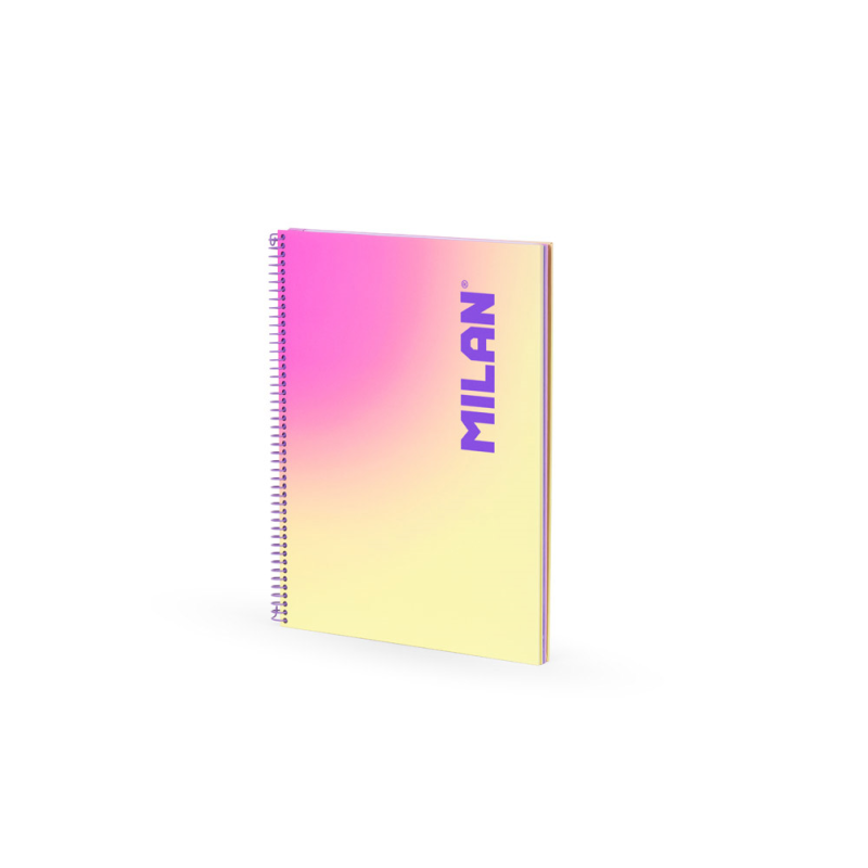 Cuaderno espiral milan coleccion sunset din a4 tapa dura 90 hojas 95 gr cuadricula 5 mm amarillo
