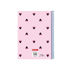 Cuaderno espiral safta tapa extradura cuarto 80 hojas cuadro 4 mm 60 gr minnie mouse nalve