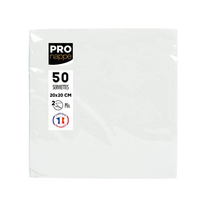 Servilleta pronappe celulosa micro grofada 20x20 cm 2 capas color blanco paquete de 50 unidades