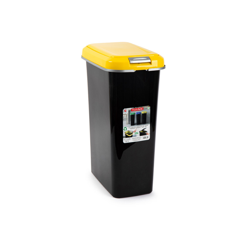 Contenedor para reciclaje plasticforte 25 l con tapa color amarillo parchis