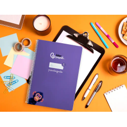 Cuaderno espiral liderpapel a4 pautaguia tapa blanda 80h 75gr cuadro pautado 4mm color lila