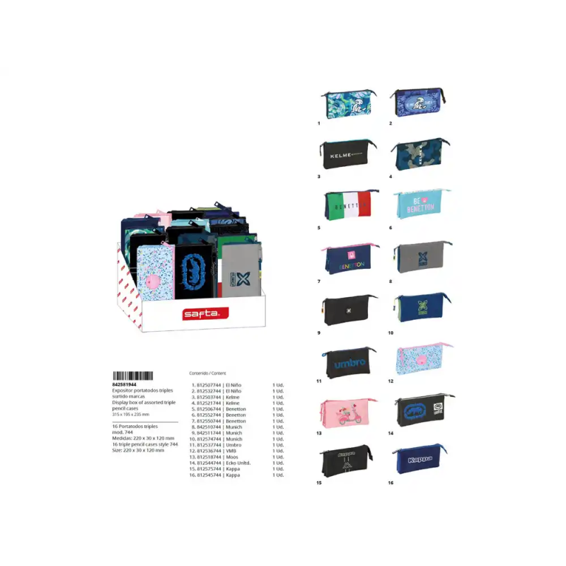 Expositor bolso escolar portatodo safta triples 195x315x235 mm