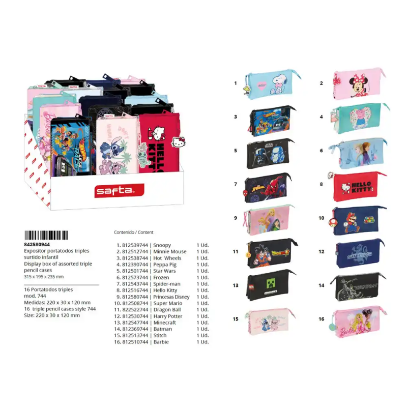 Expositor bolso escolar portatodo safta triples 195x315x235 mm