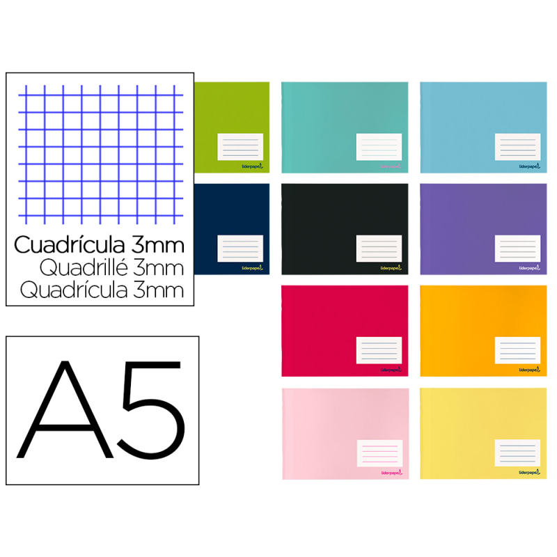 Libreta liderpapel write a5 apaisada 32h 60gr cuadro 3 mm con margen