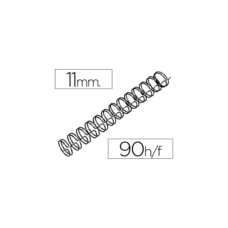 Espiral wire 3:1 11 mm n.7 negro capacidad 90 hojas caja de 100 unidades