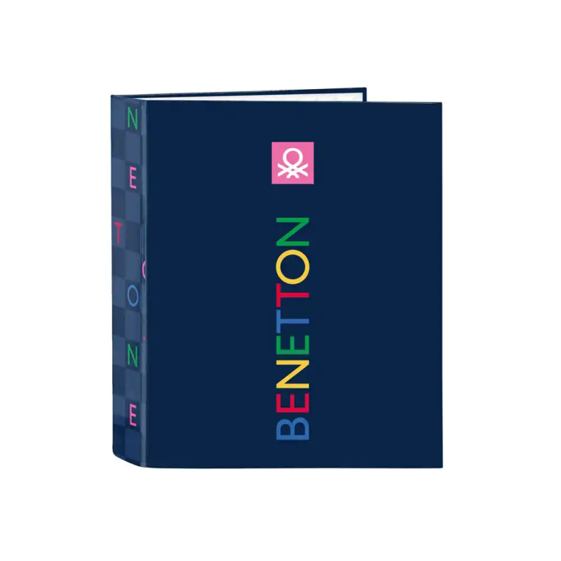 Carpeta carton folio 4 anillas safta lomo ancho benetton damero