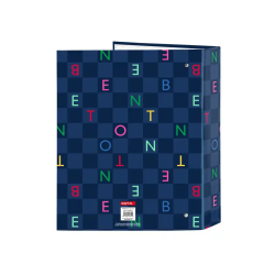Carpeta carton folio 4 anillas safta lomo ancho benetton damero
