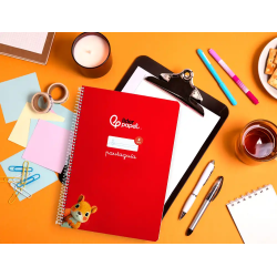 Cuaderno espiral liderpapel a4 pautaguia tapa blanda 80h 75gr cuadro pautado 4mm color rojo