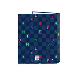 Carpeta carton folio 4 anillas mixtas safta benetton damero