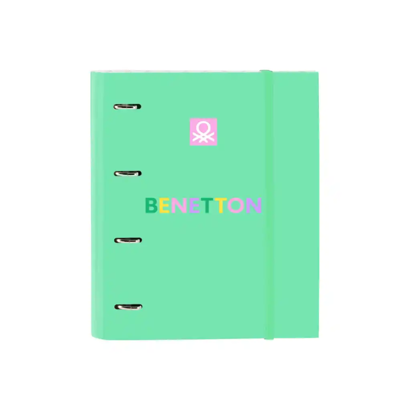 Carpeta con recambio safta din a4 cuadro 5 mm con goma y 5 separadores benetton mint
