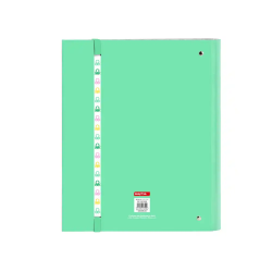 Carpeta con recambio safta din a4 cuadro 5 mm con goma y 5 separadores benetton mint