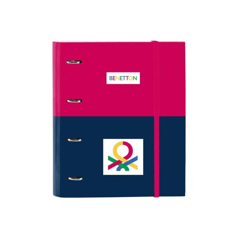 Carpeta con recambio safta din a4 cuadro 5 mm con goma y 5 separadores benetton cherry