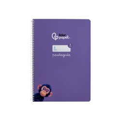 Cuaderno espiral liderpapel a4 pautaguia tapa blanda 80h 75gr cuadro pautado 5mm color lila