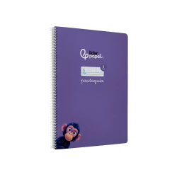 Cuaderno espiral liderpapel a4 pautaguia tapa blanda 80h 75gr cuadro pautado 5mm color lila