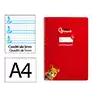 Cuaderno espiral liderpapel a4 pautaguia tapa blanda 80h 75gr cuadro pautado 5mm color rojo
