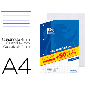 Recambio oxford a4 200 + 50...