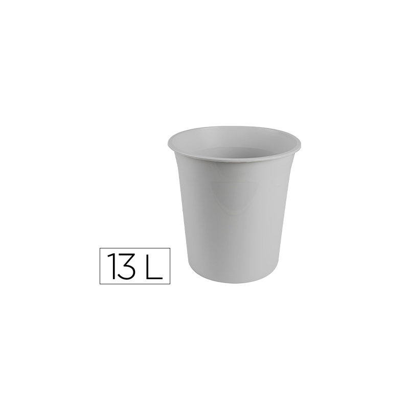 Papelera plastico q-connect gris opaco 13 litros 275x285 mm