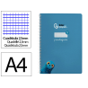 Cuaderno espiral liderpapel a4 a4 pautaguia tapa dura 80h 90 gr cuadro pautado 2,5mm color azul