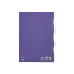 Cuaderno espiral liderpapel din a4 pautaguia tapa dura 80h 90 gr cuadro pautado 2,5mm color lila