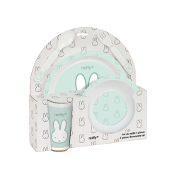 Set de platos cubiertos y vaso safta miffy menta 260x260x90 mm