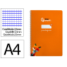Cuaderno espiral liderpapel a4 a4 pautaguia tapa dura 80h 90 gr cuadro pautado 2,5 mm color naranja