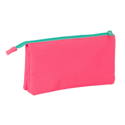 Bolso escolar portatodo safta triple nait nait rosa fluor 120x220x30 mm