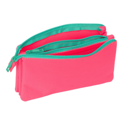 Bolso escolar portatodo safta triple nait nait rosa fluor 120x220x30 mm