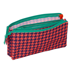 Bolso escolar portatodo safta triple nait nait pata de gallo coral 120x220x30 mm