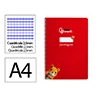 Cuaderno espiral liderpapel a4 pautaguia tapa dura 80h 90 gr cuadro pautado 2,5mm color rojo