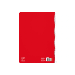 Cuaderno espiral liderpapel a4 pautaguia tapa dura 80h 90 gr cuadro pautado 2,5mm color rojo