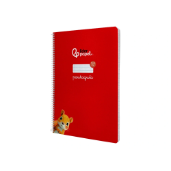 Cuaderno espiral liderpapel a4 pautaguia tapa dura 80h 90 gr cuadro pautado 2,5mm color rojo