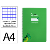 Cuaderno espiral liderpapel a4 pautaguia tapa dura 80h 90 gr cuadro pautado 2,5mm color verde