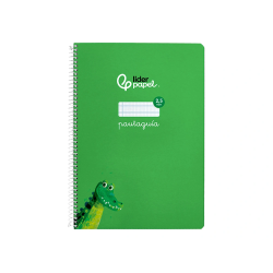 Cuaderno espiral liderpapel a4 pautaguia tapa dura 80h 90 gr cuadro pautado 2,5mm color verde
