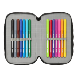 Plumier escolar safta triple 36 piezas tortugas ninja 195x125x55 mm