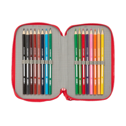 Plumier escolar safta triple 36 piezas atletico de madrid 195x125x55 mm